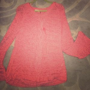 tobi coral knit sweater with flared sleeves